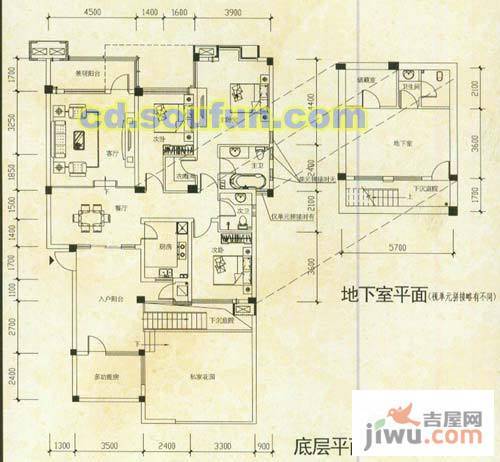 龙城一号3室2厅3卫182㎡户型图