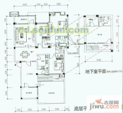 龙城一号4室2厅3卫182㎡户型图