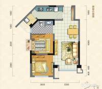 蓝润V客東区2室2厅1卫64㎡户型图