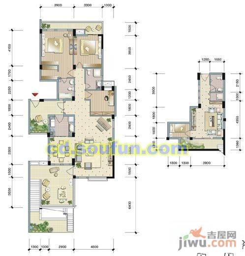 新界五期3室3厅3卫138㎡户型图