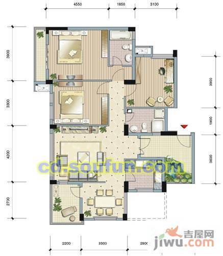 新界五期3室2厅2卫127㎡户型图