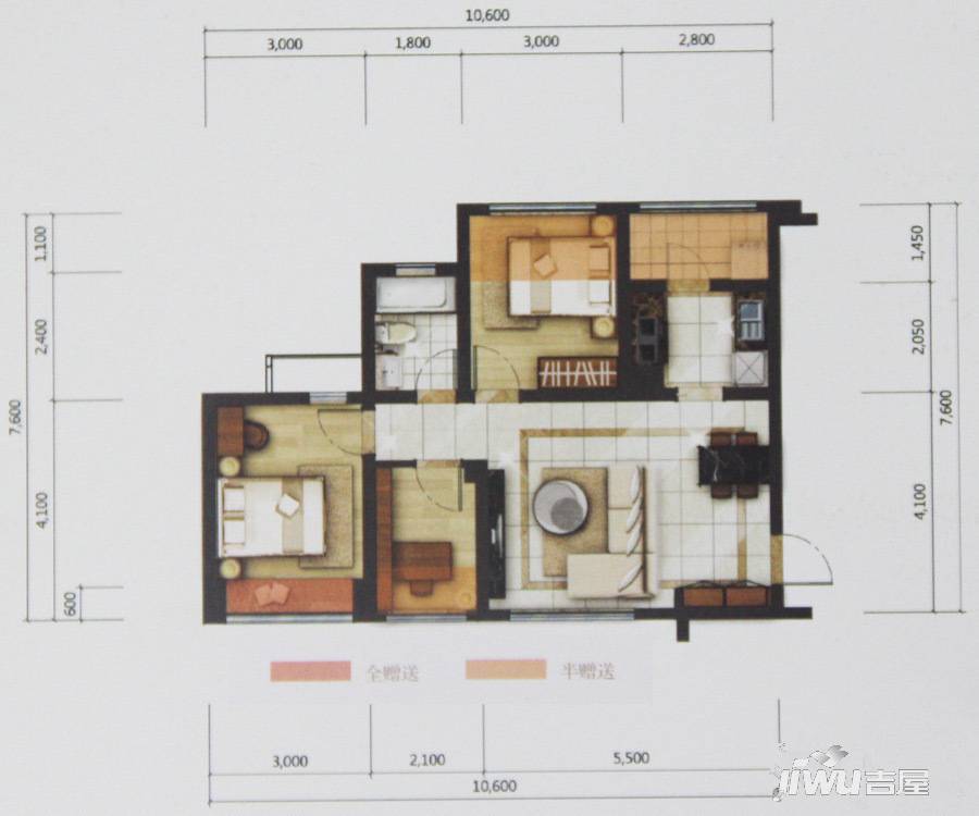 乐天圣苑3室2厅1卫81㎡户型图