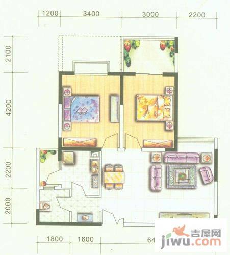 颐和京都SVilla2室2厅1卫82㎡户型图