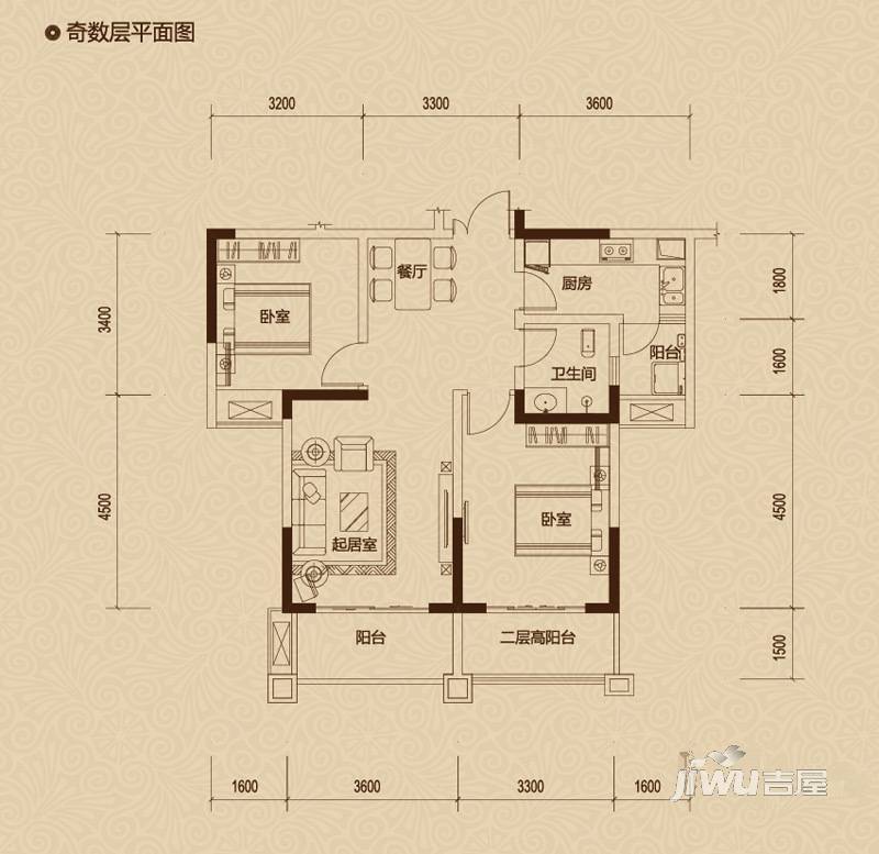 佳乐国际城2室2厅1卫81㎡户型图