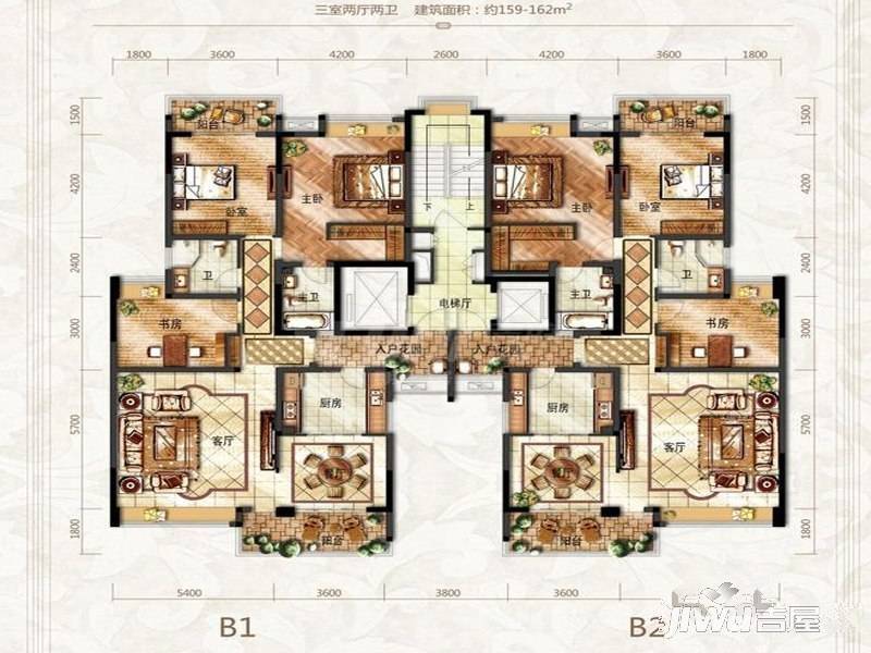 上品金沙3室2厅2卫154.7㎡户型图