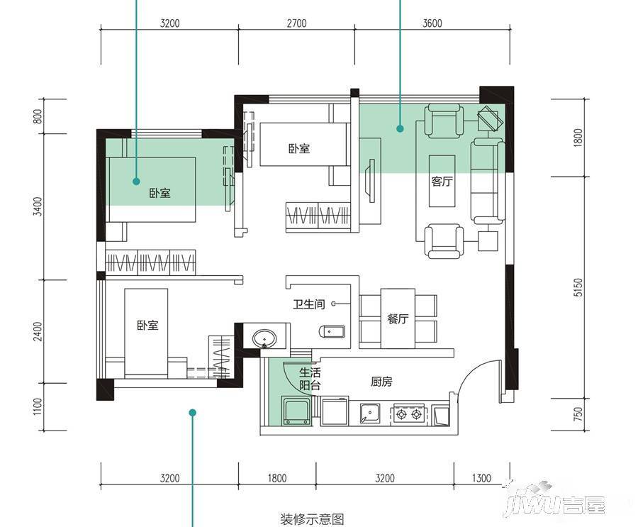 翔宇榜样3室2厅1卫71㎡户型图