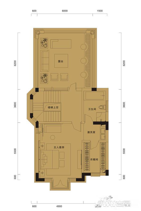 蔚蓝卡地亚云墅5室4厅5卫户型图