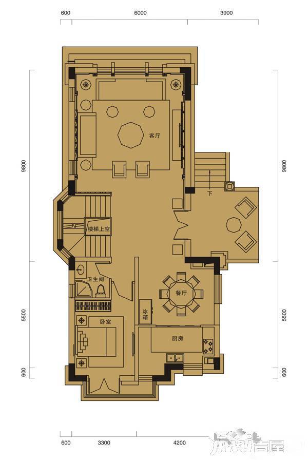 蔚蓝卡地亚云墅5室4厅5卫户型图