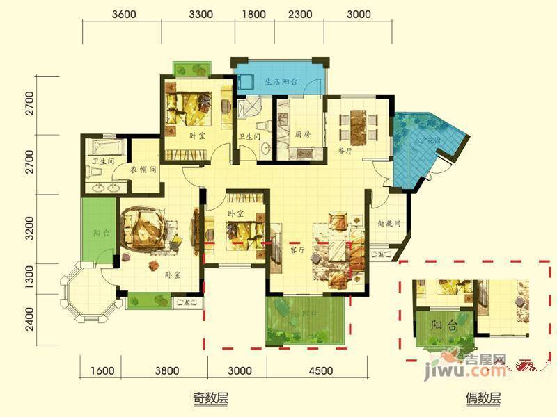 伊萨贝拉3室2厅2卫139.8㎡户型图