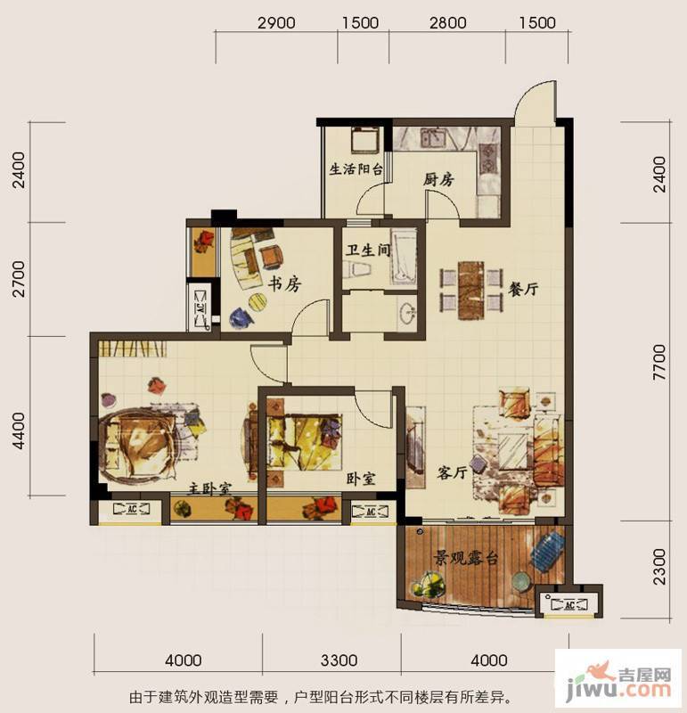 伊萨贝拉3室2厅1卫109.1㎡户型图