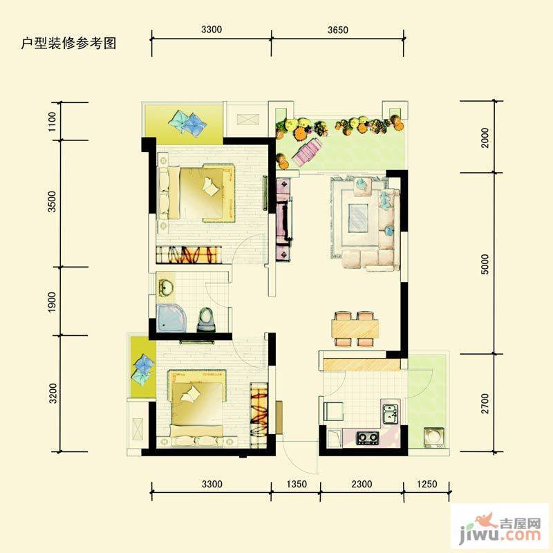 中信未来城2室1厅1卫76.5㎡户型图