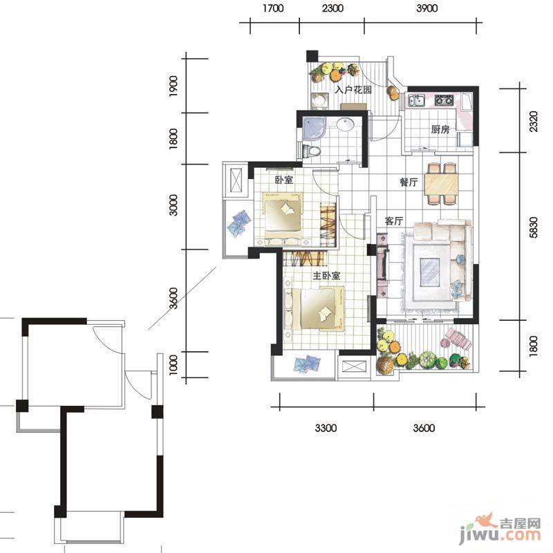 中信未来城2室1厅1卫78.5㎡户型图