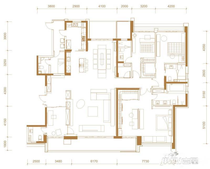 伊泰天骄4室2厅5卫325㎡户型图