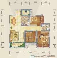 傲城商铺3室2厅1卫87㎡户型图