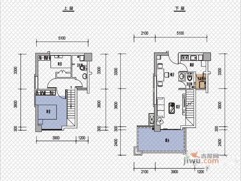 戛纳湾2室2厅2卫68㎡户型图