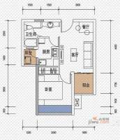 戛纳湾1室2厅1卫45.8㎡户型图