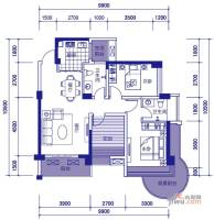 戛纳湾2室2厅2卫89.8㎡户型图