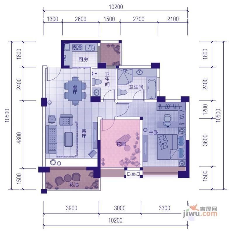 戛纳湾4室2厅2卫82.8㎡户型图