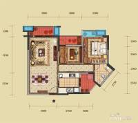 会所金澜苑2室2厅1卫85㎡户型图