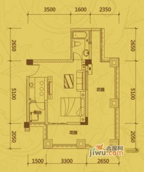 千鹭湖度假酒店1室1厅1卫户型图