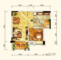 丽都世家1室2厅1卫65.3㎡户型图