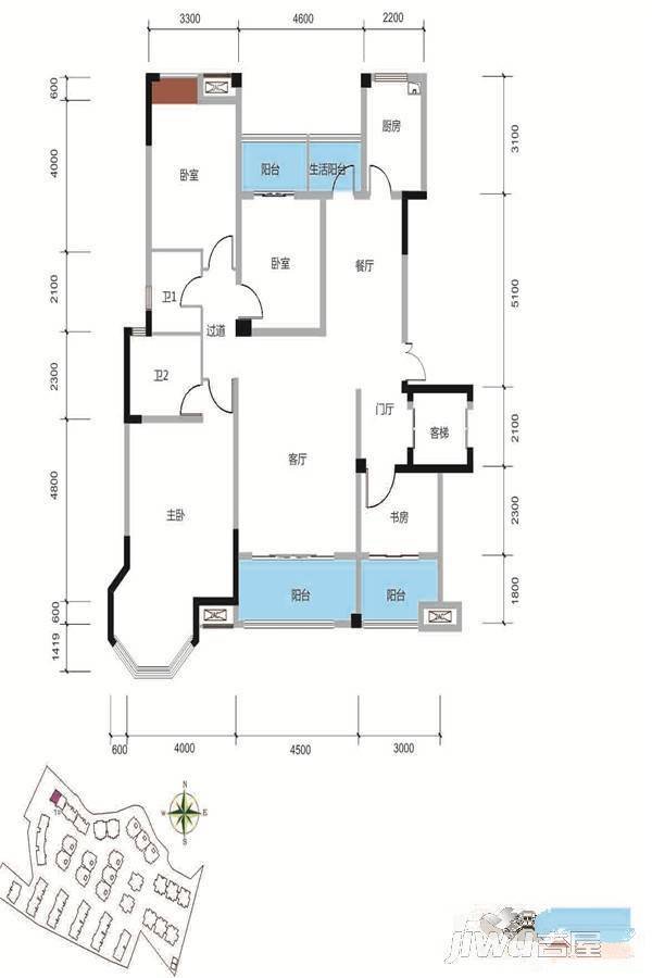 昂世半山观邸4室2厅2卫147㎡户型图