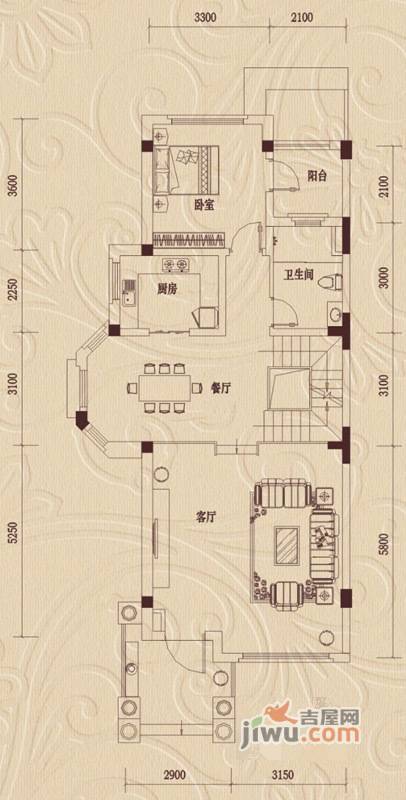 三盛翡俪山4室3厅4卫296㎡户型图