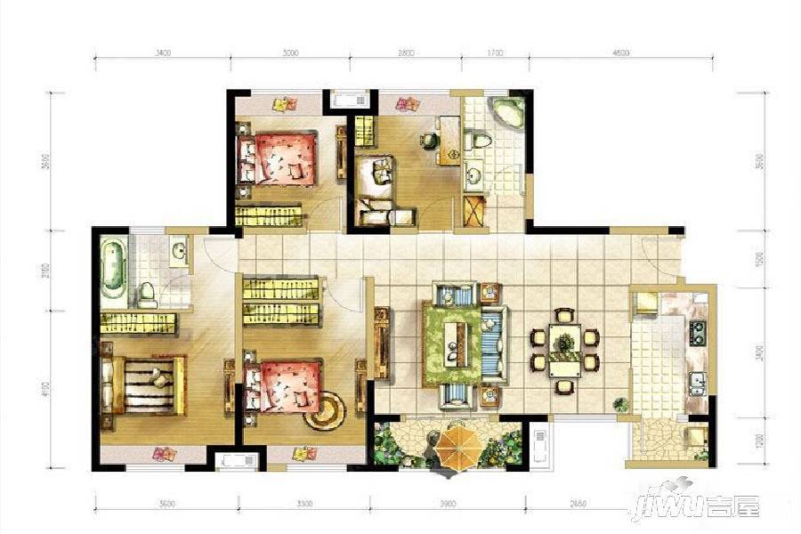 大成郡3室2厅2卫127㎡户型图