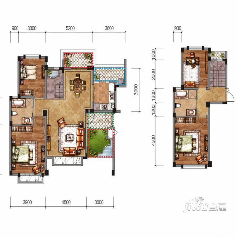 中国铁建国际城4室2厅2卫154.8㎡户型图