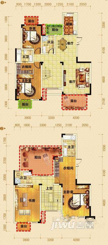 香博城5室2厅4卫221.3㎡户型图