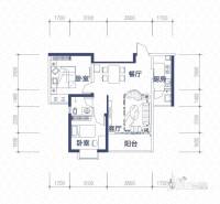 城市之心(新都)2室2厅1卫76.3㎡户型图