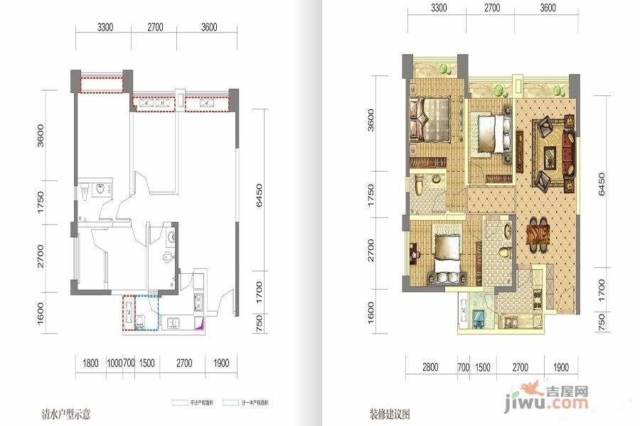 中铁骑士府邸3室2厅2卫96㎡户型图