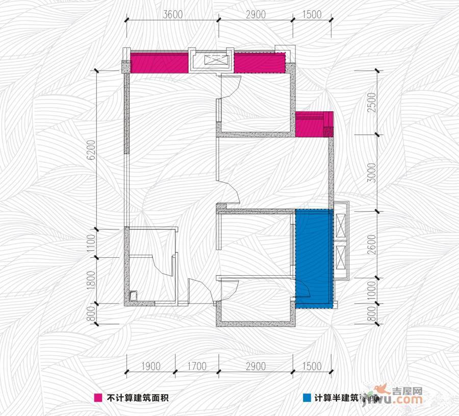 中铁瑞景汇中心3室2厅1卫88㎡户型图