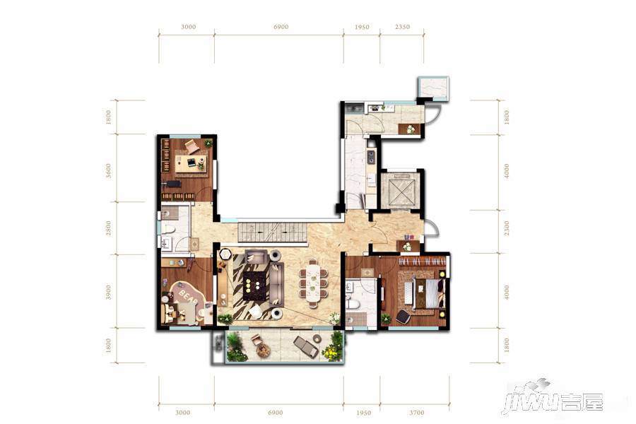 蓝光雍锦阁商铺4室2厅3卫150㎡户型图