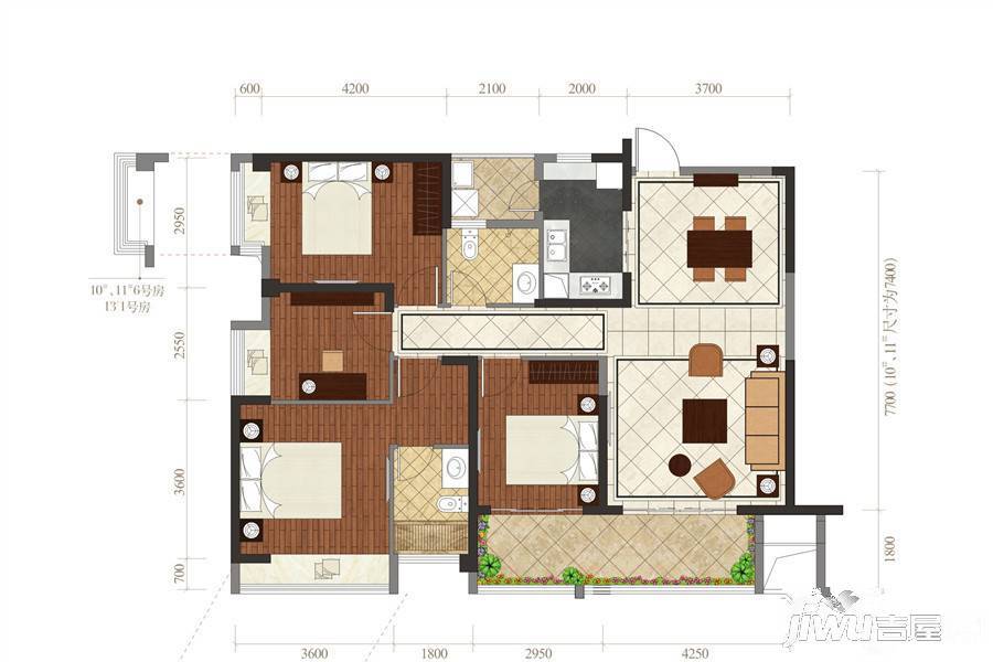 中铁鹭岛艺术城4室2厅2卫133㎡户型图