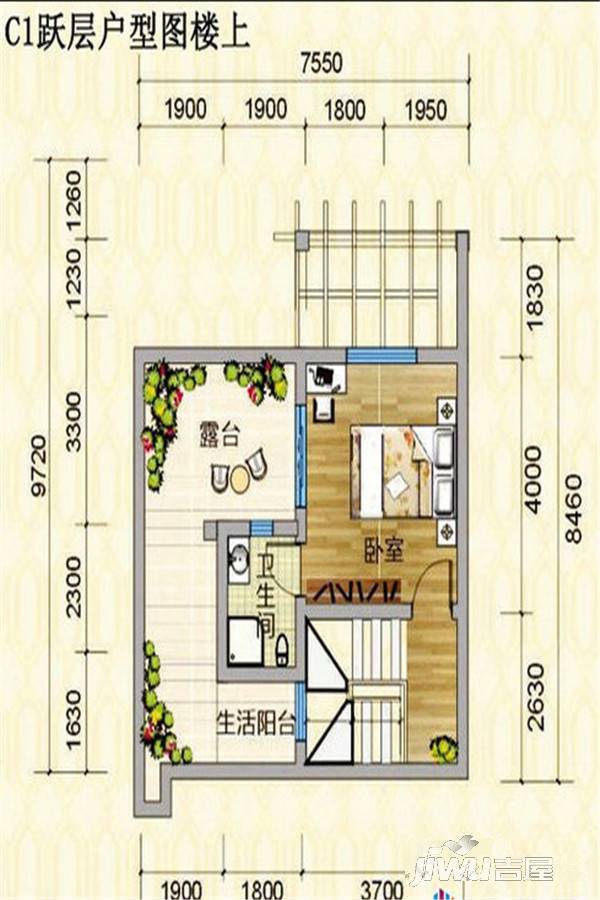 水墨江山1室1厅1卫56㎡户型图