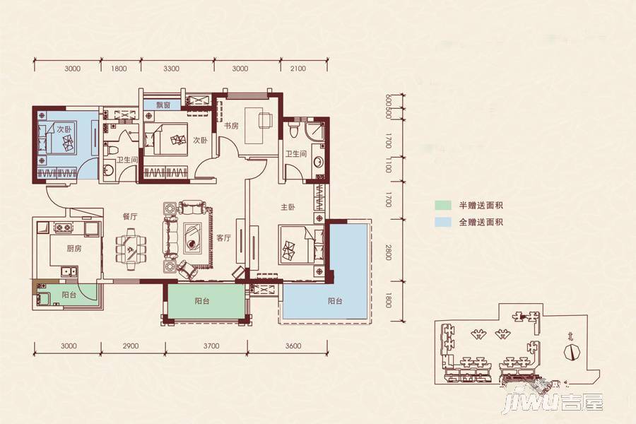 金都华府4室2厅2卫116.3㎡户型图