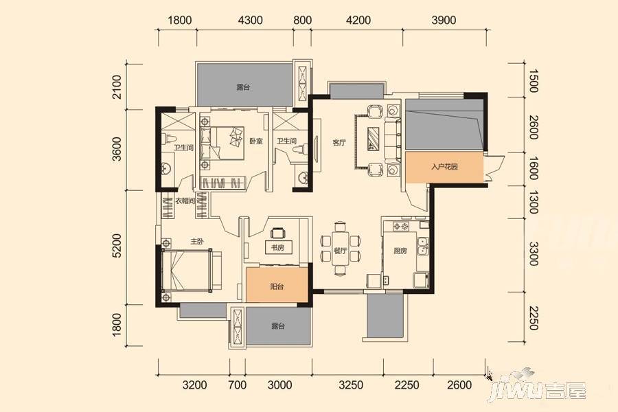 上善熙4室2厅2卫125㎡户型图