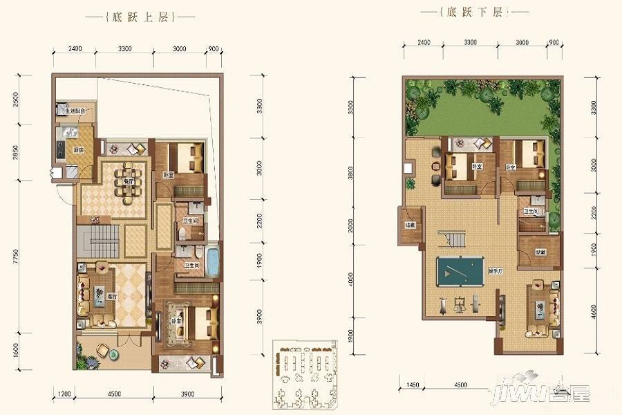 皇冠湖壹号4室3厅3卫206㎡户型图