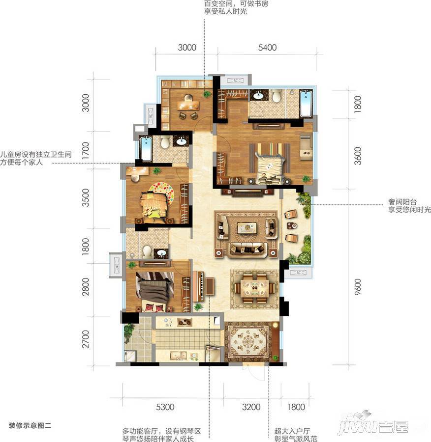 朗基御今缘4室3厅3卫134㎡户型图