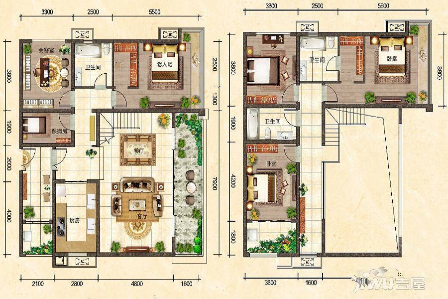 金恒德时代金悦6室2厅3卫242㎡户型图