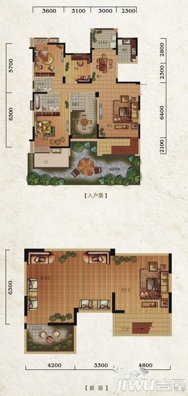 欧郡A区5室2厅2卫242㎡户型图