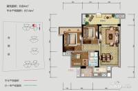 麓府3室2厅1卫84㎡户型图