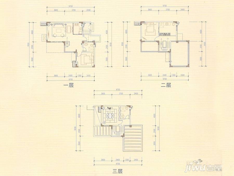 成都融创文旅城3室3厅3卫121㎡户型图