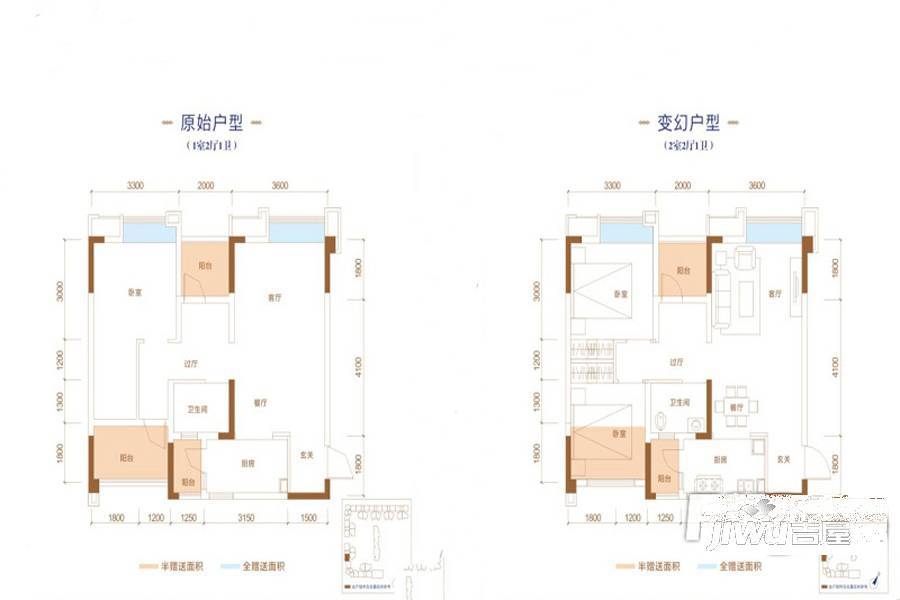 华宇静苑2室2厅1卫74.8㎡户型图