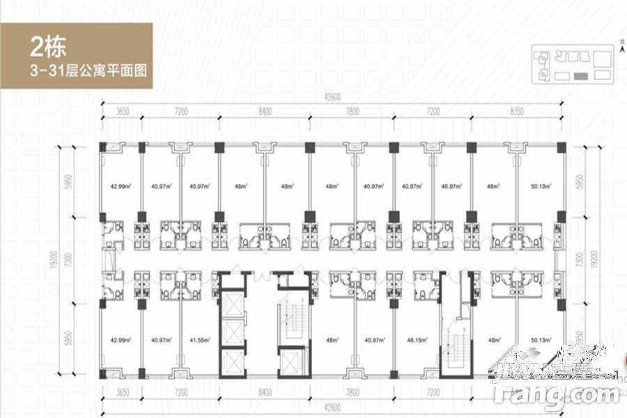 蓝润ISC1室1厅1卫48㎡户型图