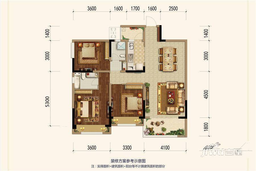 太行瑞宏金沙城3室2厅2卫110㎡户型图