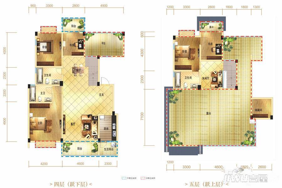 成都合院公园里4室3厅3卫221㎡户型图