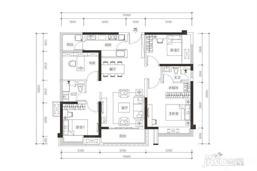 海伦春天4室2厅2卫120㎡户型图