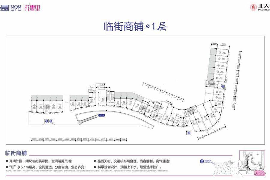 北大资源公园1898花瓣里1室1厅1卫51㎡户型图